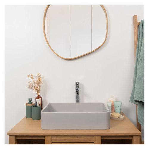 Vasque à Poser Rectangle En Béton Gris 50x32,5cm