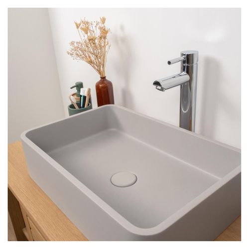 Vasque à Poser Rectangle En Béton Gris 50x32,5cm