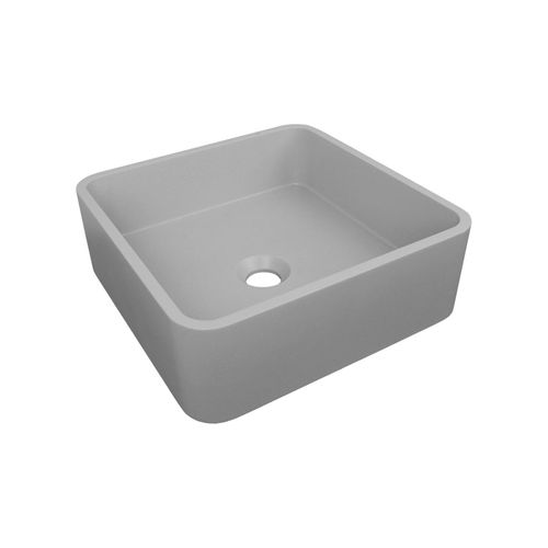 Vasque à Poser Carrée En Béton Gris 36cm