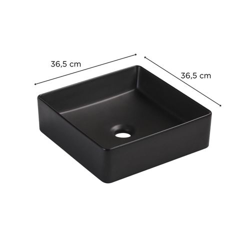 Vasque à Poser Carrée En Céramique Noire 36,5cm