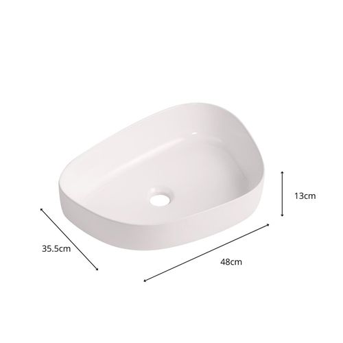 Vasque à Poser Galet En Céramique Blanche 48x35,5cm