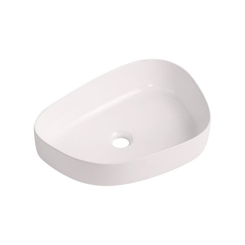 Vasque à Poser Galet En Céramique Blanche 48x35,5cm