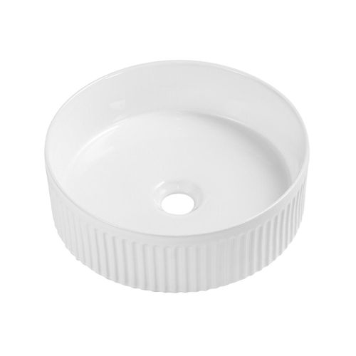 Vasque à Poser Ronde En Céramique Blanc Texturé 36cm