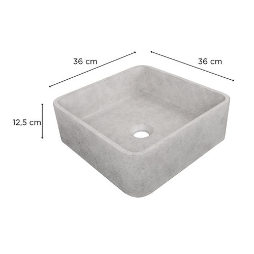 Vasque à Poser Carrée En Béton Brossé 36cm