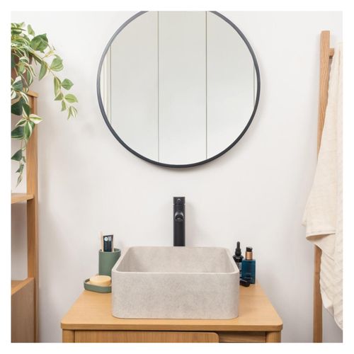Vasque à Poser Carrée En Béton Brossé 36cm