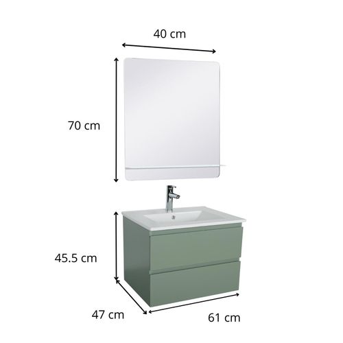 Ensemble Meuble Simple Vasque Sorrento 60 Cm + Robinet + Miroir