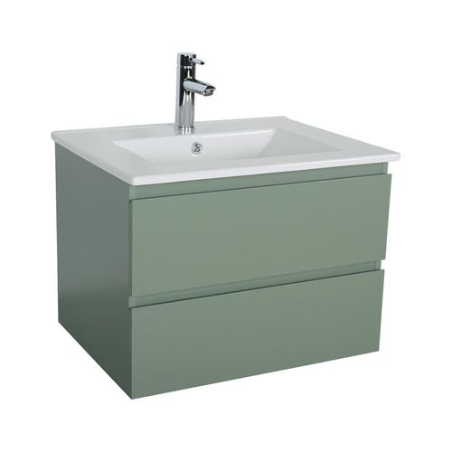 Ensemble Simple Vasque Sorrento 60cm Avec Plan Céramique Et Robinet Chromé