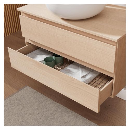 Ensemble Meuble Simple Vasque Sorrento 80 Cm + Vasque + Robinet + Miroir + Colonne