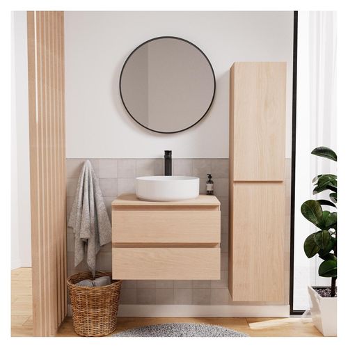 Ensemble Meuble Simple Vasque Sorrento 60 Cm + Vasque + Robinet + Miroir + Colonne