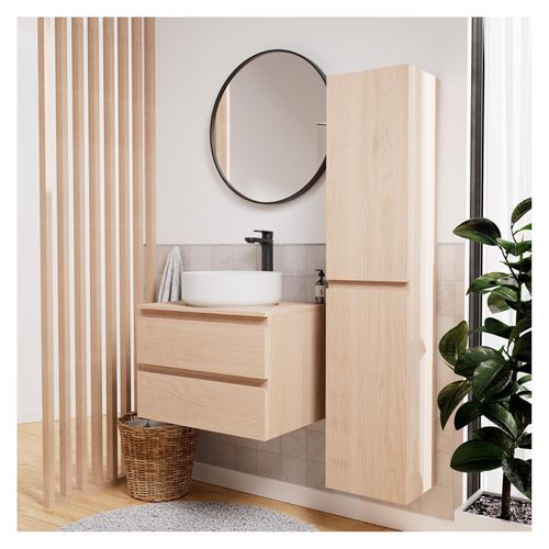 Ensemble Meuble Simple Vasque Sorrento 60 Cm + Vasque + Robinet + Miroir + Colonne