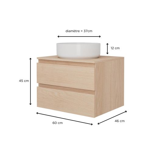 Ensemble Meuble Simple Vasque Sorrento 60 Cm + Vasque