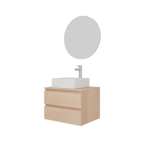 Ensemble Meuble Simple Vasque Sorrento 60cm + Vasque + Robinet + Miroir