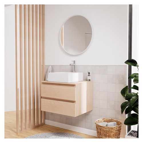 Ensemble Meuble Simple Vasque Sorrento 60cm + Vasque + Robinet + Miroir