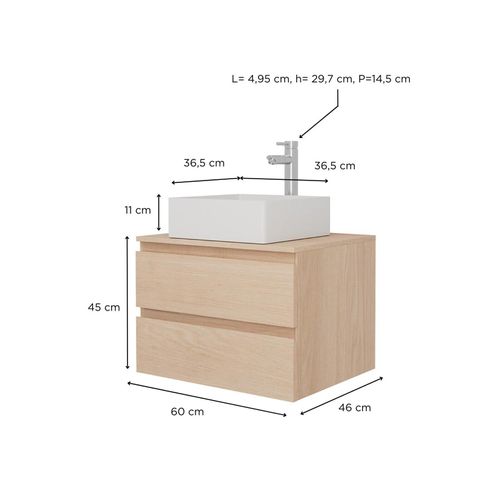 Ensemble Meuble Simple Vasque Sorrento 60cm + Vasque + Robinet