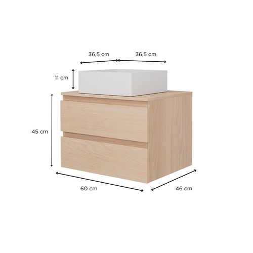 Ensemble Meuble Simple Vasque 60 Cm Sorrento + Vasque