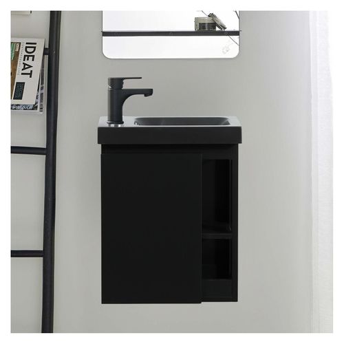 Ensemble Lave-mains Hampton Avec Rangement Latéral Et Robinet Noir