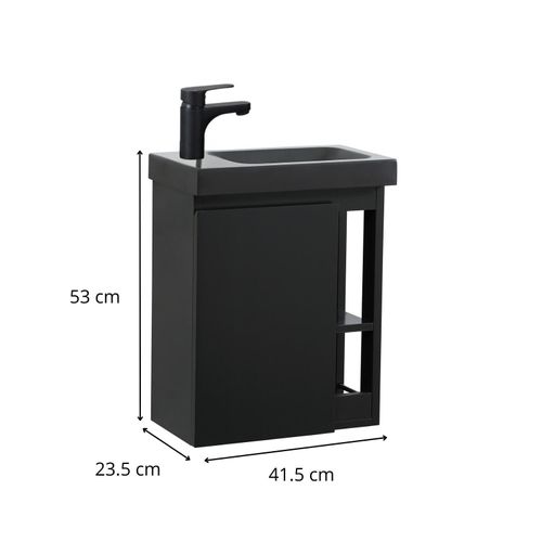 Ensemble Lave-mains Hampton Avec Rangement Latéral Et Robinet Noir