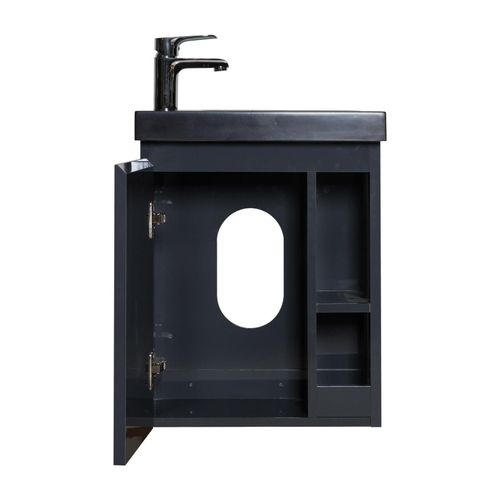 Ensemble Lave-mains Hampton Avec Rangement Latéral Et Robinet Noir