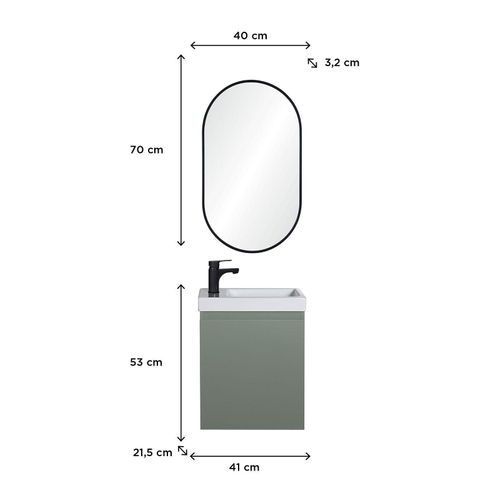 Meuble Lave-mains Lisa + Miroir Ovale