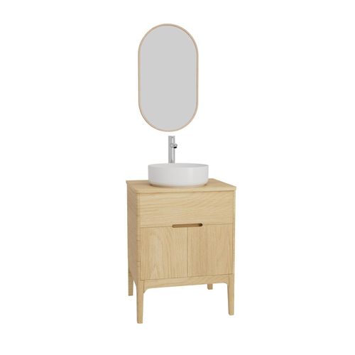 Ensemble Meuble Simple Vasque Alaska 60cm + Vasque + Robinet + Miroir