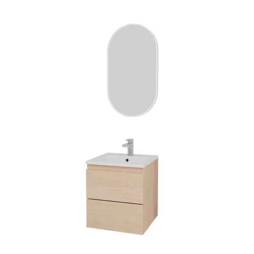 Ensemble Meuble Simple Vasque Sorrento 45 Cm + Robinet + Miroir