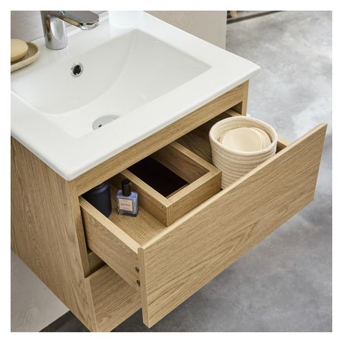 Ensemble Meuble Simple Vasque Sorrento 45 Cm + Robinet + Miroir