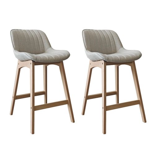 Lot De Chaises Mellow D'îlot Et Bar En Chêne Et Assise Tissu 65cm