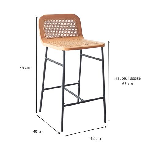 Lot De Chaises Sana D'îlot Et Bar En Chêne Et Assise Cannage 65cm