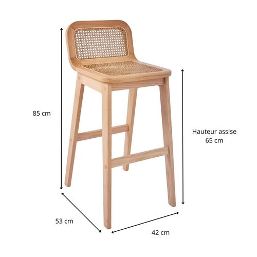 Lot De Chaises Sana D'îlot Et Bar En Chêne Et Assise Cannage 65cm