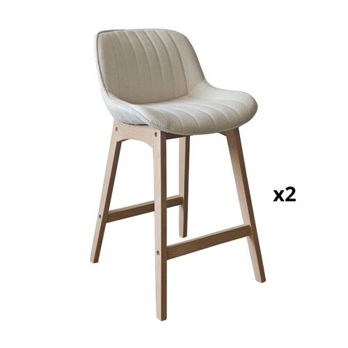 Lot De Chaises Norden De Bar En Chêne Et Tissu Velours Côtelé H65cm