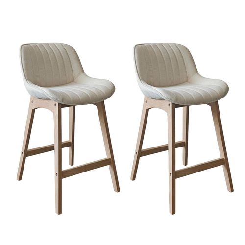 Lot De Chaises Norden De Bar En Chêne Et Tissu Velours Côtelé H65cm