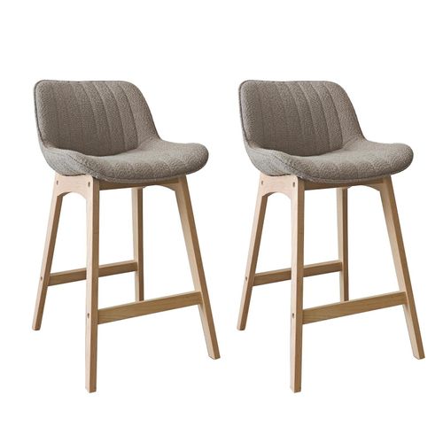 Lot De Chaises Milk D'îlot Et Bar En Chêne Et Assise Tissu Bouclette 65cm