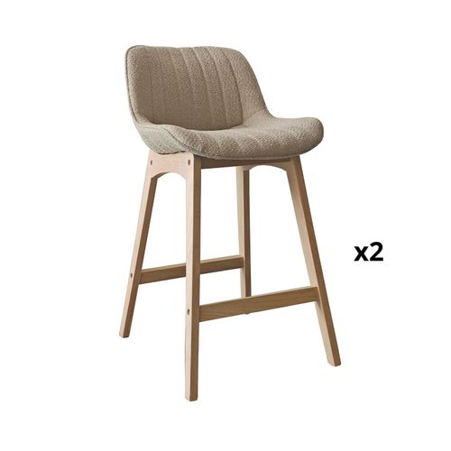 Lot De Chaises Milk D'îlot Et Bar En Chêne Et Assise Tissu Bouclette 65cm