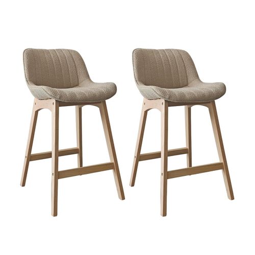 Lot De Chaises Milk D'îlot Et Bar En Chêne Et Assise Tissu Bouclette 65cm