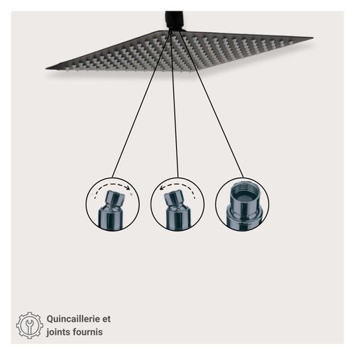 Tête De Douche Noire Carrée Veyla