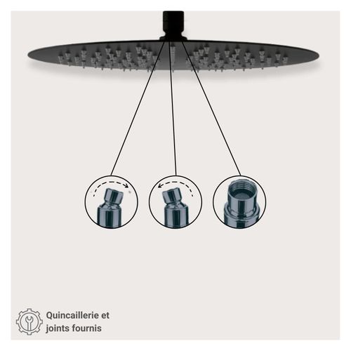 Tête De Douche Ronde En Abs Noire Nera