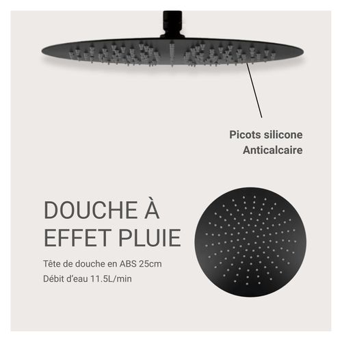 Tête De Douche Ronde En Abs Noire Nera