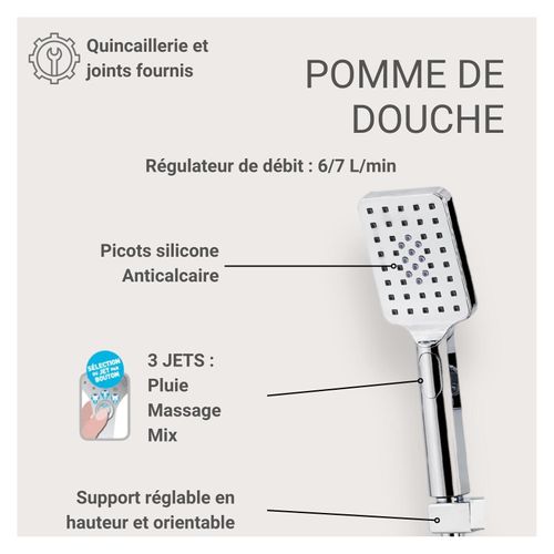 Colonne De Douche Carrée En Inox Mork