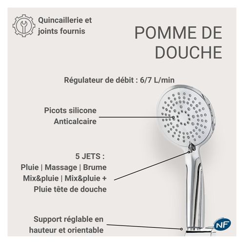 Colonne De Douche Ronde Chromée Ishka