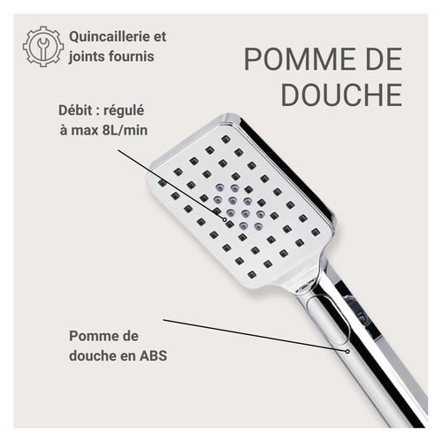 Douchette Chromée Rectangulaire 3 Jets Eloa