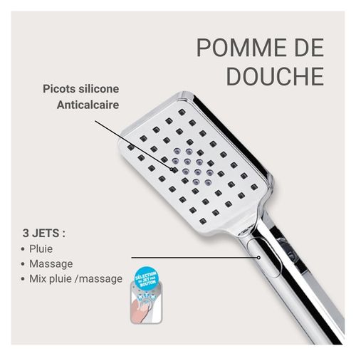 Douchette Chromée Rectangulaire 3 Jets Eloa