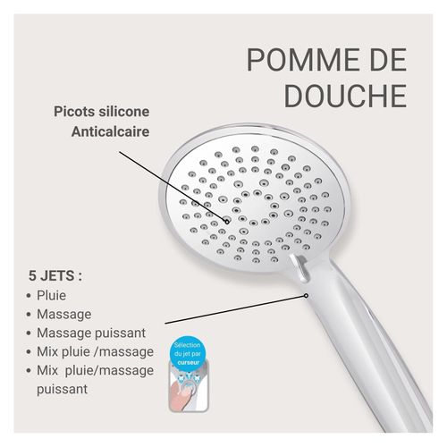 Douchette Chromée 5 Jets Olyna