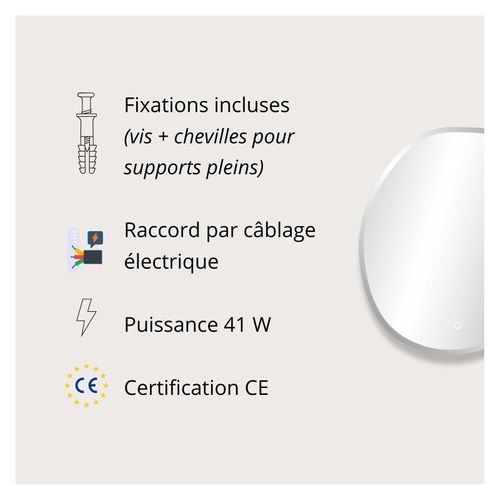 Miroir LED Organique à Bords Biseautés Fluea
