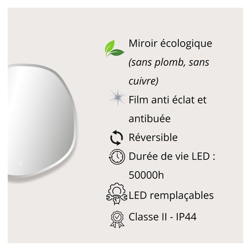 Miroir LED Organique à Bords Biseautés Fluea