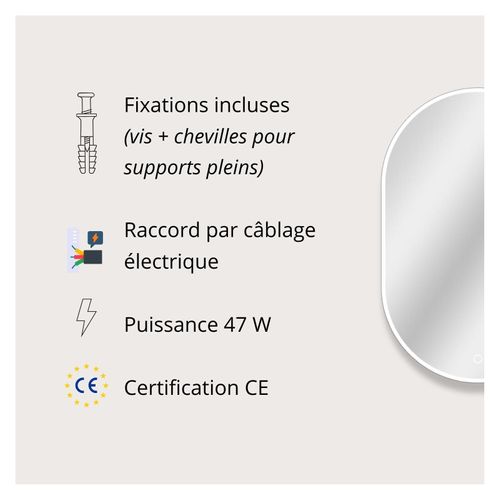 Miroir LED Ovale Avec Rétroéclairage Lumea
