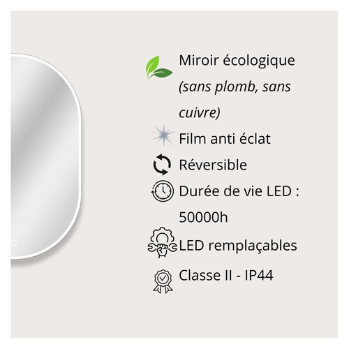 Miroir LED Ovale Avec Rétroéclairage Lumea