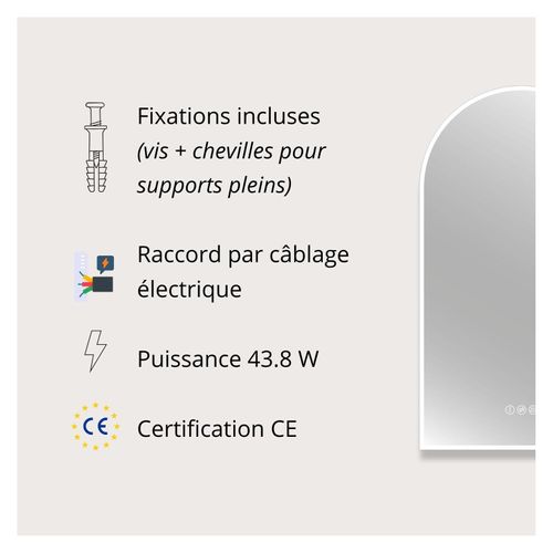 Miroir LED Arche Avec Rétroéclairage Solene