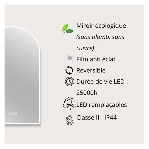 Miroir LED Arche Avec Rétroéclairage Solene