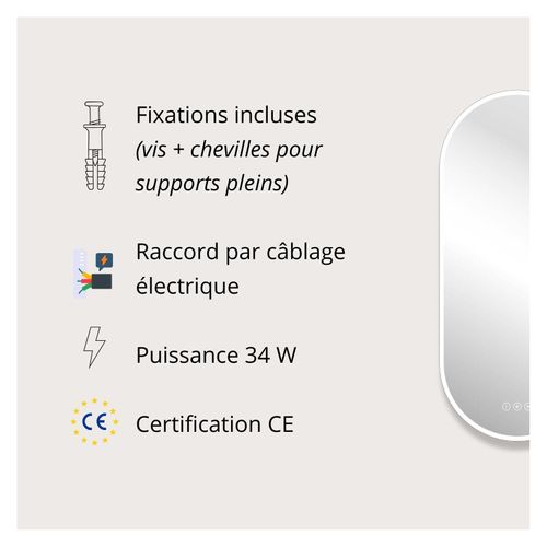 Miroir LED Ovale Avec Rétroéclairage Nuvia