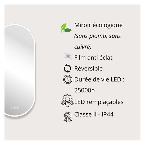 Miroir LED Ovale Avec Rétroéclairage Nuvia